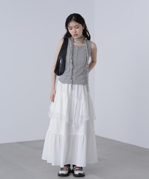 FREE'S MART(フリーズマート)の「◆チョーカー付きフリルディテールタンクトップ(タンクトップ・レディース・ホワイト/ブラック/グレー・FREE)」の22枚目の写真