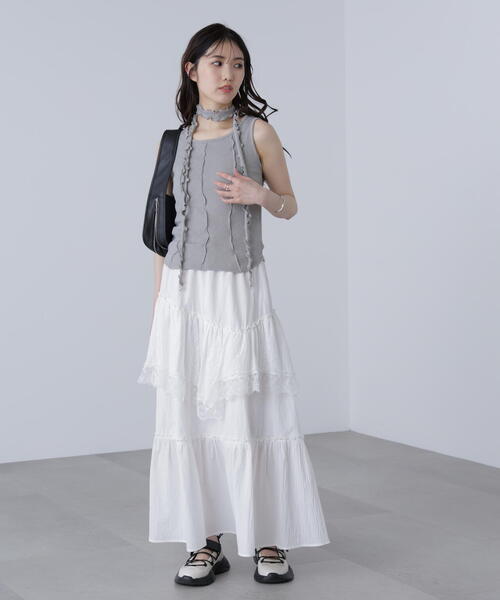 FREE'S MART(フリーズマート)の「◆チョーカー付きフリルディテールタンクトップ(タンクトップ・レディース・ホワイト/ブラック/グレー・FREE)」の21枚目の写真