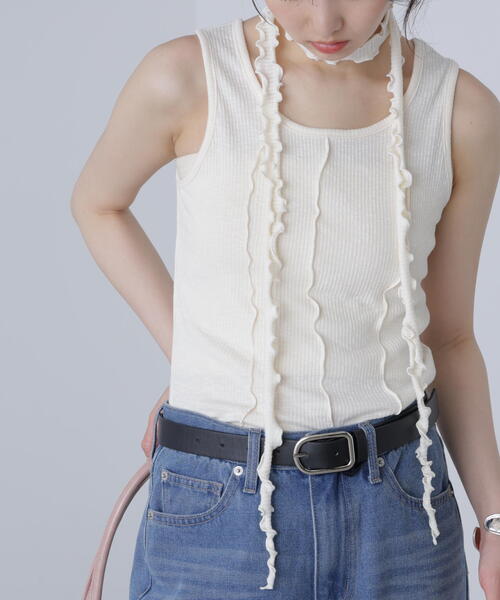 FREE'S MART(フリーズマート)の「◆チョーカー付きフリルディテールタンクトップ(タンクトップ・レディース・ホワイト/ブラック/グレー・FREE)」の12枚目の写真