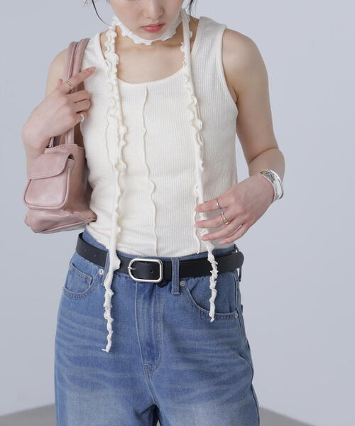 FREE'S MART(フリーズマート)の「◆チョーカー付きフリルディテールタンクトップ(タンクトップ・レディース・ホワイト/ブラック/グレー・FREE)」の13枚目の写真