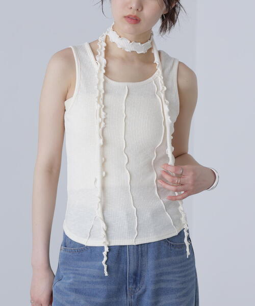 FREE'S MART(フリーズマート)の「◆チョーカー付きフリルディテールタンクトップ(タンクトップ・レディース・ホワイト/ブラック/グレー・FREE)」の17枚目の写真