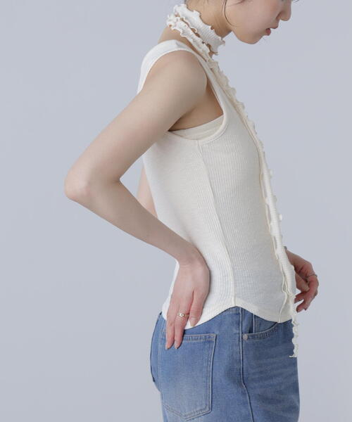 FREE'S MART(フリーズマート)の「◆チョーカー付きフリルディテールタンクトップ(タンクトップ・レディース・ホワイト/ブラック/グレー・FREE)」の11枚目の写真