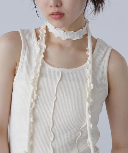 FREE'S MART(フリーズマート)の「◆チョーカー付きフリルディテールタンクトップ(タンクトップ・レディース・ホワイト/ブラック/グレー・FREE)」の9枚目の写真
