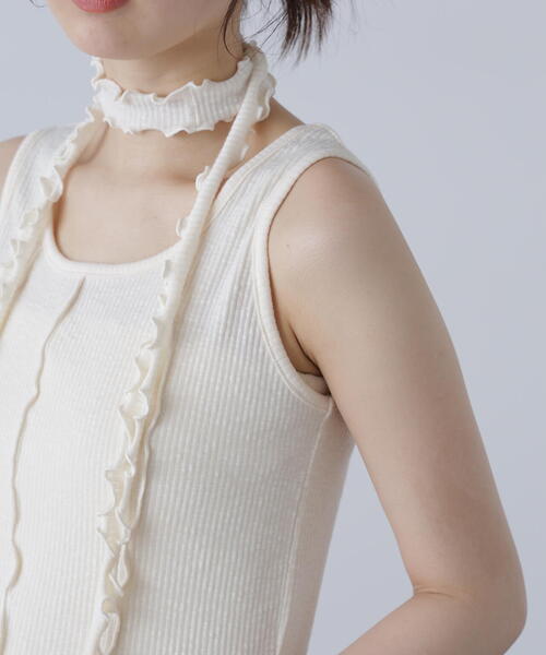 FREE'S MART(フリーズマート)の「◆チョーカー付きフリルディテールタンクトップ(タンクトップ・レディース・ホワイト/ブラック/グレー・FREE)」の8枚目の写真