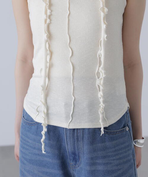 FREE'S MART(フリーズマート)の「◆チョーカー付きフリルディテールタンクトップ(タンクトップ・レディース・ホワイト/ブラック/グレー・FREE)」の7枚目の写真