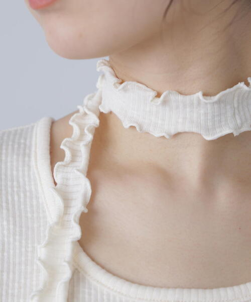 FREE'S MART(フリーズマート)の「◆チョーカー付きフリルディテールタンクトップ(タンクトップ・レディース・ホワイト/ブラック/グレー・FREE)」の6枚目の写真