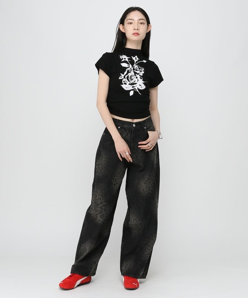 3.3 Field Trip (3.3フィールドトリップ)の「3.3 Field Trip/ローズプリントタートルT(Tシャツ/カットソー・レディース・ブラック/ホワイト・FREE)」の19枚目の写真