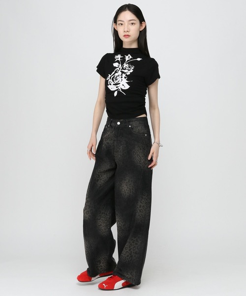 3.3 Field Trip (3.3フィールドトリップ)の「3.3 Field Trip/ローズプリントタートルT(Tシャツ/カットソー・レディース・ブラック/ホワイト・FREE)」の20枚目の写真