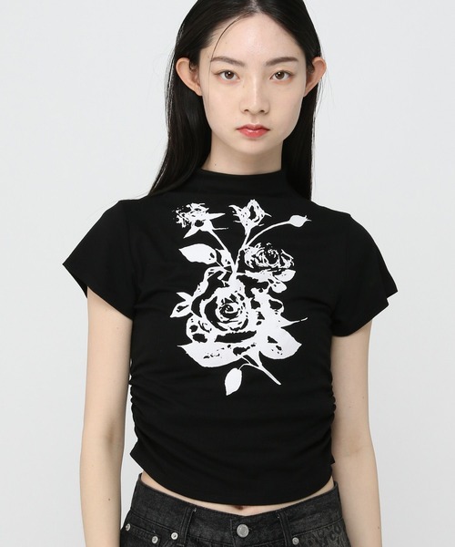 3.3 Field Trip (3.3フィールドトリップ)の「3.3 Field Trip/ローズプリントタートルT(Tシャツ/カットソー・レディース・ブラック/ホワイト・FREE)」の22枚目の写真