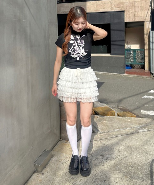 3.3 Field Trip (3.3フィールドトリップ)の「3.3 Field Trip/ローズプリントタートルT(Tシャツ/カットソー・レディース・ブラック/ホワイト・FREE)」の13枚目の写真