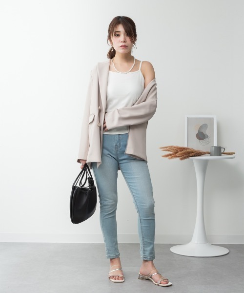 RCD（アールシーディー）の「カップ付きコットンフライスキャミソール　ブラトップ（キャミソール・レディース・グレイッシュベージュ/ネイビー/オフホワイト/カーキ/杢グレー/チャコールグレー/ブラック・M/4L/3L/LL/L）」の14枚目の写真