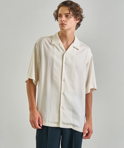 UNITED TOKYO(ユナイテッドトウキョウ)の「【残りわずか】HIGH TWIST CUPRA S/S オープンカラーシャツ |べた付き防止|梅雨対策|吸湿性|接触冷感|シルクタッチ|(シャツ/ブラウス・メンズ・ベージュ/オフホワイト/ダークグレー/グレイッシュベージュ/ブラック・1/2)」の21枚目の写真
