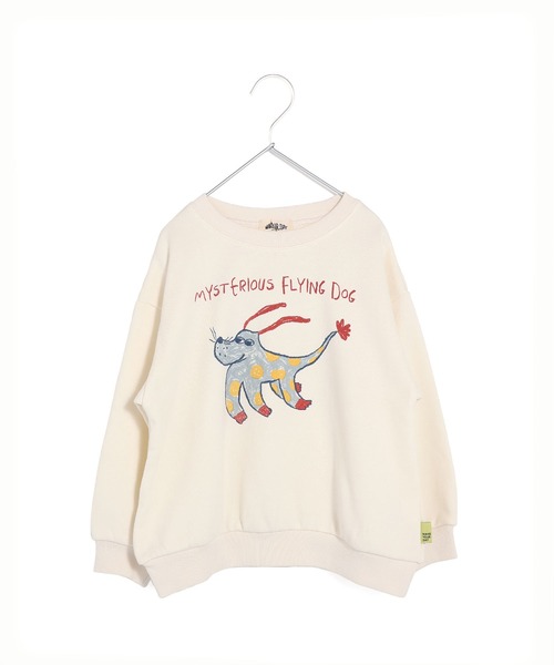 MAKE YOUR DAY（メイクユアデイ）の「空飛ぶ犬プリント裏毛トレーナー■80～140cm（スウェット・キッズ・アイボリー/グレー・100/80/140/130/120/110/90）」の4枚目の写真