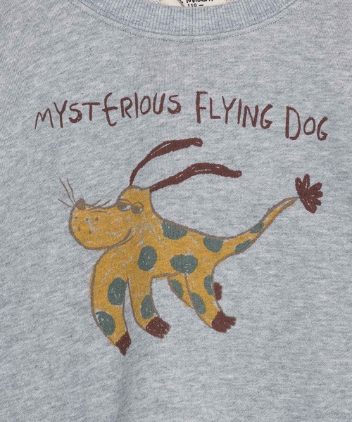 MAKE YOUR DAY（メイクユアデイ）の「空飛ぶ犬プリント裏毛トレーナー■80～140cm（スウェット・キッズ・アイボリー/グレー・100/80/140/130/120/110/90）」の11枚目の写真