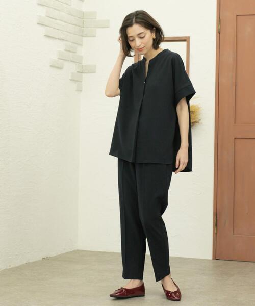 OPAQUE.CLIP（オペークドットクリップ）の「《丈が選べる/SS-LLサイズ》美脚ストレッチイージーテーパードパンツ/セットアップ対応【防シワ/洗濯機洗い可/抗ピル】（その他パンツ・レディース・ブラウン系8/ネイビー/ブラック/キャメル・02/01/42/40/38/36/34/03）」の9枚目の写真