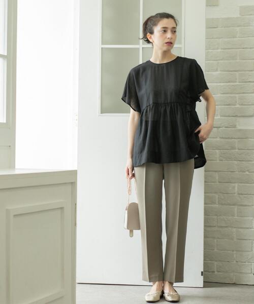 OPAQUE.CLIP（オペークドットクリップ）の「《丈が選べる/SS-LLサイズ》美脚ストレッチイージーテーパードパンツ/セットアップ対応【防シワ/洗濯機洗い可/抗ピル】（その他パンツ・レディース・ブラウン系8/ネイビー/ブラック/キャメル・02/01/42/40/38/36/34/03）」の13枚目の写真