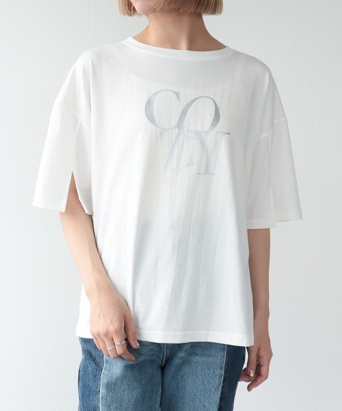 スリーフォータイム Three Four Time 接触冷感スリットスリーブロゴTシャツ （ブラック） スリーフォータイム Three Four Time 接触冷感スリットスリーブ