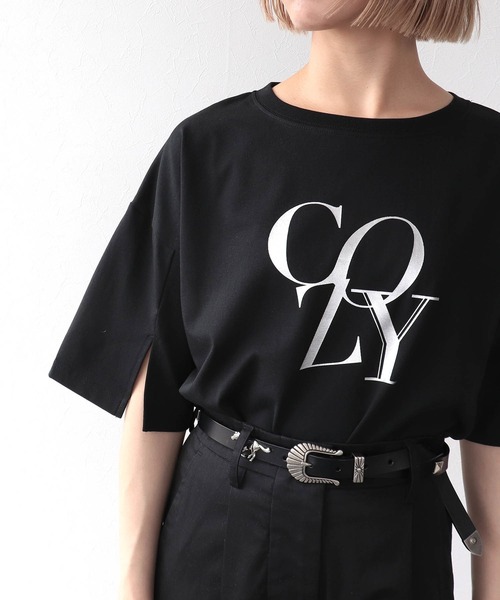 Three Four Time(スリーフォータイム)の「接触冷感スリットスリーブロゴTシャツ(Tシャツ/カットソー・レディース・ブラック/ホワイト・FREE)」の11枚目の写真