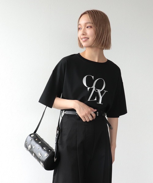 Three Four Time(スリーフォータイム)の「接触冷感スリットスリーブロゴTシャツ(Tシャツ/カットソー・レディース・ブラック/ホワイト・FREE)」の12枚目の写真
