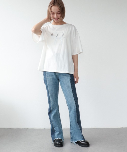 Three Four Time(スリーフォータイム)の「接触冷感スリットスリーブロゴTシャツ(Tシャツ/カットソー・レディース・ブラック/ホワイト・FREE)」の8枚目の写真