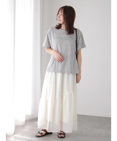Te chichi TERRASSE(テチチテラス)の「【接触冷感】筆記体ロゴプリントTシャツ(Tシャツ/カットソー・レディース・オフホワイト/ブラック/グレー・F)」の13枚目の写真