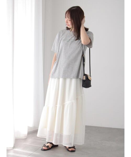 Te chichi TERRASSE(テチチテラス)の「【接触冷感】筆記体ロゴプリントTシャツ(Tシャツ/カットソー・レディース・オフホワイト/ブラック/グレー・F)」の12枚目の写真