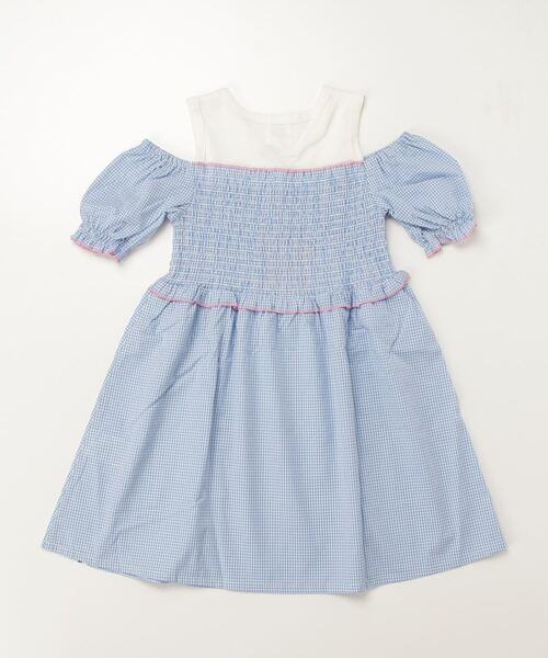 A BATHING APE(アベイシングエイプ)の「GINGHAM CHECK SHIRRING DRESS(ワンピース・キッズ・サックスブルー/ピンク・120/140/110/100)」の7枚目の写真