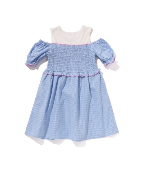 A BATHING APE(アベイシングエイプ)の「GINGHAM CHECK SHIRRING DRESS(ワンピース・キッズ・サックスブルー/ピンク・120/140/110/100)」の3枚目の写真