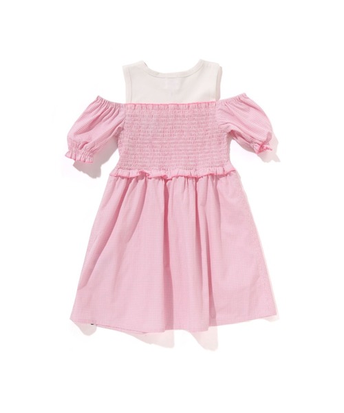 A BATHING APE(アベイシングエイプ)の「GINGHAM CHECK SHIRRING DRESS(ワンピース・キッズ・サックスブルー/ピンク・120/140/110/100)」の4枚目の写真