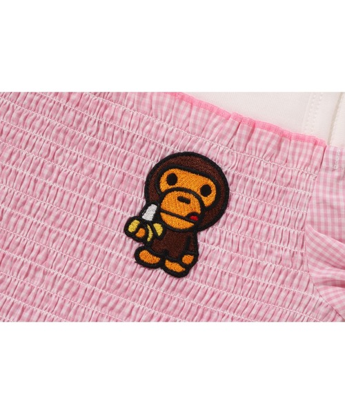 A BATHING APE(アベイシングエイプ)の「GINGHAM CHECK SHIRRING DRESS(ワンピース・キッズ・サックスブルー/ピンク・120/140/110/100)」の6枚目の写真