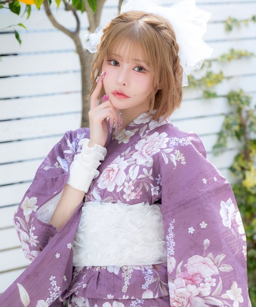 新品 4点 浴衣 セット 浴衣セット ゆかた レディース 白 青 Y4-56