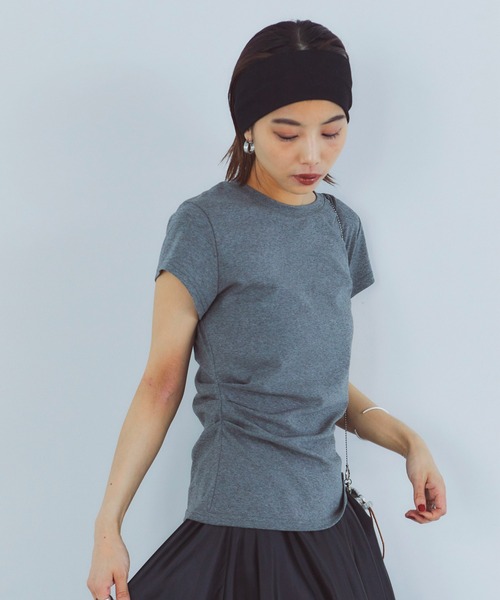 tシャツ サイドギャザースキンカットソー レディース GIRL｜サイドギャザーTシャツ カットソー【洗える】 | Rakuten