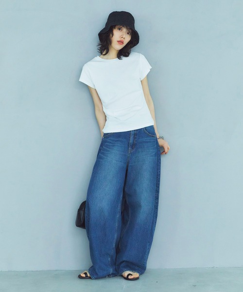 tシャツ サイドギャザースキンカットソー レディース GIRL｜サイドギャザーTシャツ カットソー【洗える】 | Rakuten