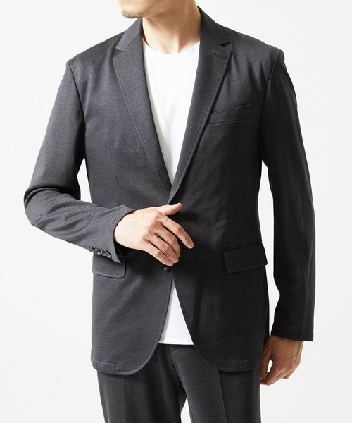 MICHEL KLEIN HOMME (ミッシェルクランオム)の「【セットアップ】メッシュストレッチテーラードジャケット(テーラードジャケット・メンズ・ネイビー/ダークグレー/ブルー・MEDIUM/X-LARGE/LARGE)」の2枚目の写真