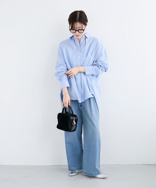 le.coeur blanc(ルクールブラン)の「タックワイドデニムパンツ(デニムパンツ・レディース・ブルー/サックスブルー・38/36)」の14枚目の写真