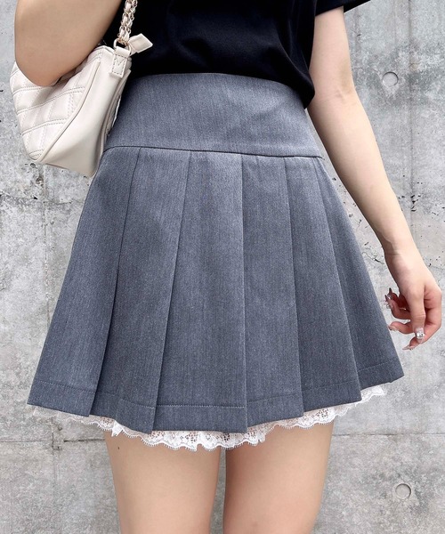 INGNI(イング)の「レースレイヤープリーツスカパン(スカート・レディース・ベージュ/ブラック/グレー・FREE)」の3枚目の写真