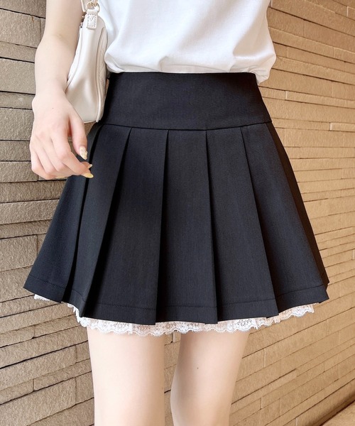 INGNI(イング)の「レースレイヤープリーツスカパン(スカート・レディース・ベージュ/ブラック/グレー・FREE)」の2枚目の写真