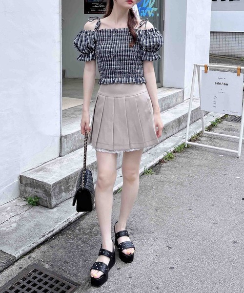 INGNI(イング)の「レースレイヤープリーツスカパン(スカート・レディース・ベージュ/ブラック/グレー・FREE)」の4枚目の写真