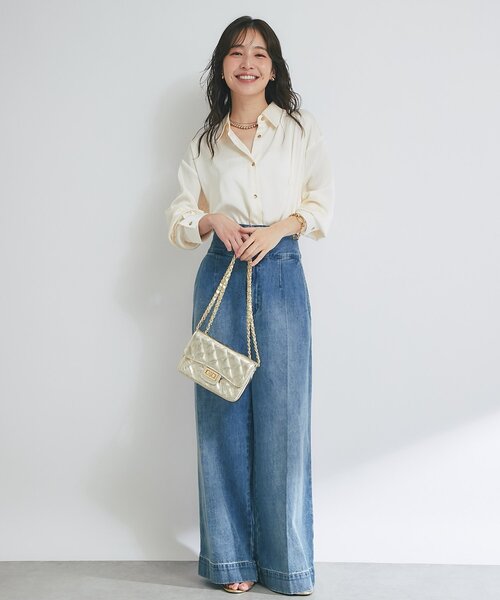 La boutique BonBon（ラブティックボンボン）の「【美人見えシャツ】ライトサテンシャツ（シャツ/ブラウス・レディース・オフホワイト/ライトベージュ・FREE）」の21枚目の写真