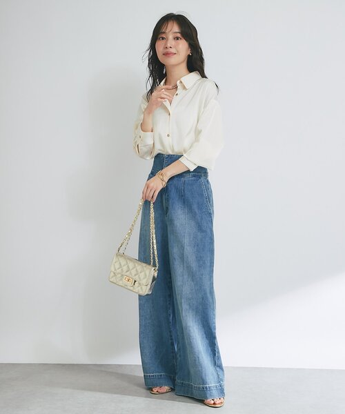 La boutique BonBon（ラブティックボンボン）の「【美人見えシャツ】ライトサテンシャツ（シャツ/ブラウス・レディース・オフホワイト/ライトベージュ・FREE）」の22枚目の写真