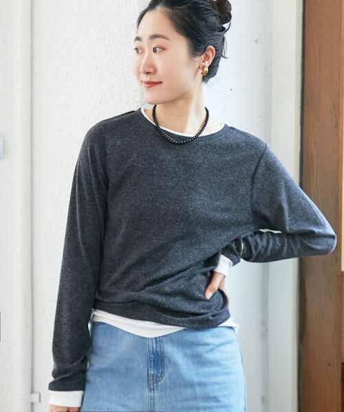 le.coeur blanc（ルクールブラン）の「レイヤードライクカットソー（Tシャツ/カットソー・レディース・ライトグレー/ライトベージュ/チャコールグレー・38）」の20枚目の写真