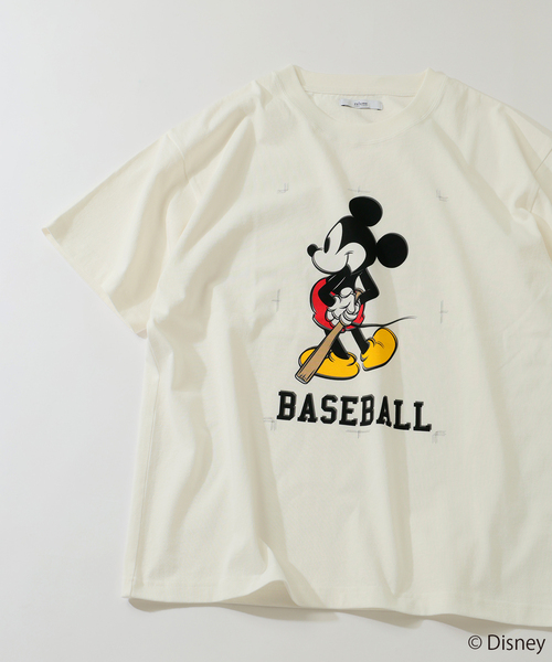 ROKUミッキーマウス プリント Tシャツ 6(ROKU)＞MICKEY/Tシャツ