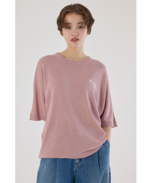 RODEO CROWNS WIDE BOWL(ロデオクラウンズワイドボウル)の「ルーズドルマンニットトップス(Tシャツ/カットソー・レディース・グリーン/オフホワイト/ブラック/ライトピンク・FREE)」の4枚目の写真