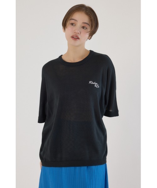RODEO CROWNS WIDE BOWL(ロデオクラウンズワイドボウル)の「ルーズドルマンニットトップス(Tシャツ/カットソー・レディース・グリーン/オフホワイト/ブラック/ライトピンク・FREE)」の2枚目の写真