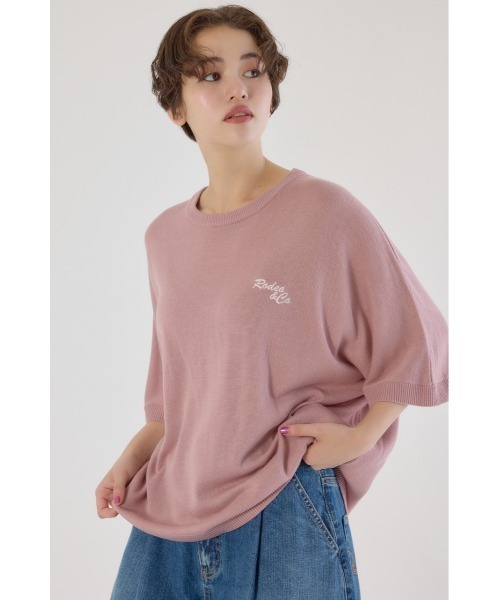 RODEO CROWNS WIDE BOWL(ロデオクラウンズワイドボウル)の「ルーズドルマンニットトップス(Tシャツ/カットソー・レディース・グリーン/オフホワイト/ブラック/ライトピンク・FREE)」の5枚目の写真