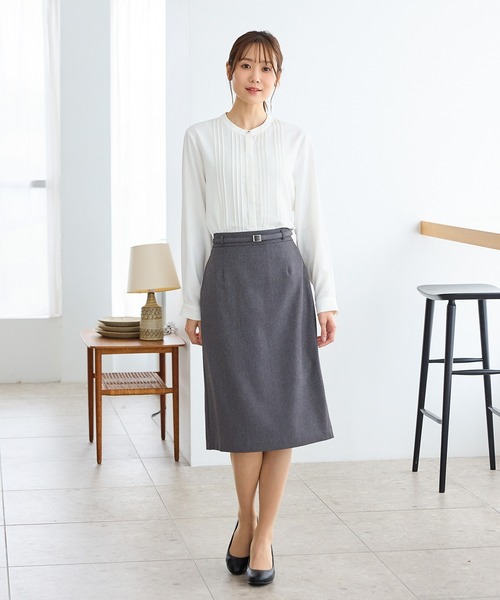 Honeys（ハニーズ）の「ピンタックブラウス（シャツ/ブラウス・レディース・スミクロ/ネイビー/ホワイト/ボルドー/グレイッシュベージュ・3L/L/LL/M/S）」の10枚目の写真