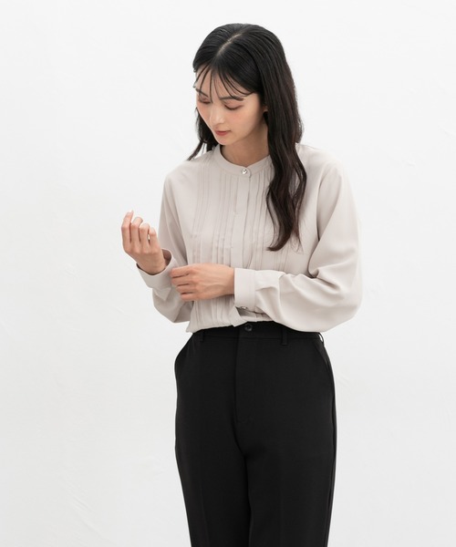 Honeys（ハニーズ）の「ピンタックブラウス（シャツ/ブラウス・レディース・スミクロ/ネイビー/ホワイト/ボルドー/グレイッシュベージュ・3L/L/LL/M/S）」の21枚目の写真