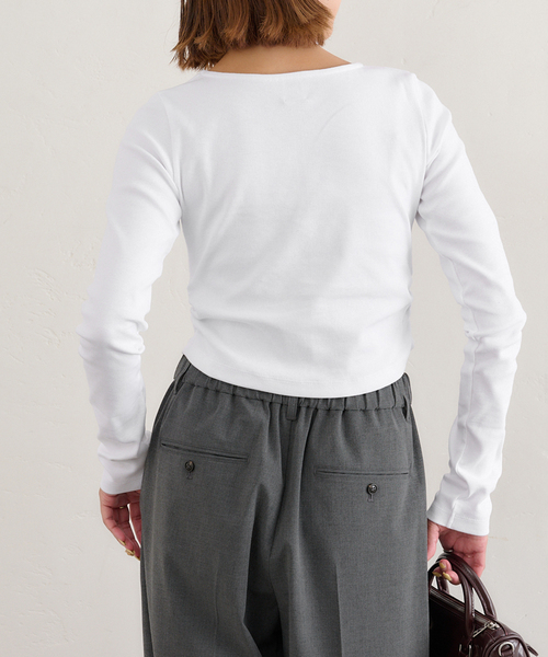 ユー バイ スピック＆スパン（U by SPICK&SPAN）/サイドギャザーボートネックトップス U by SPICK&SPAN（ユーバイスピックアンドスパン）の「サイドギャザー