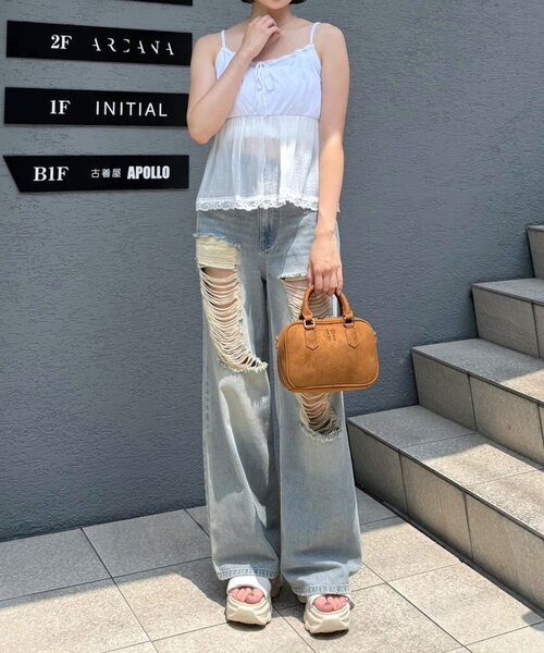 mline（エムライン）の「[mline]シアーレース 切り替えキャミ（キャミソール・レディース・ブルー/オフホワイト/アイボリー・FREE）」の9枚目の写真