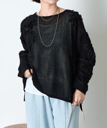 Jena espace merveilleux | フラワー刺繍メッシュプルオーバー(ニット/セーター)